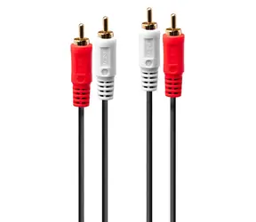 Lindy 2x RCA - 2x RCA černý / Audio kabel / Stereo / 20 m / Pozlacené konektory