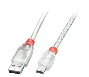 Lindy 41784 transparentní / USB kabel / USB-A - Mini-USB B / 3 m / USB 2.0