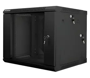 Lanberg WF02 černá / Nástěnný rozvaděč / 19" / 9U / 600×600 mm / prosklené dveře