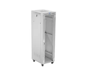 Lanberg FF01 42U/600x800 šedá / Stojanový rozvaděč / skleněné dveře / LCD panel / nosnost 1200 kg / Flat Pack