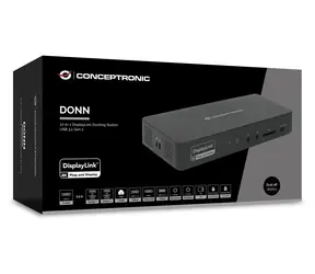 Conceptronic 17-in-1 černá / Dokovací stanice / USB-C / 2x HDMI / 2x DisplayPort / LAN 2,5GbE / PD 100W