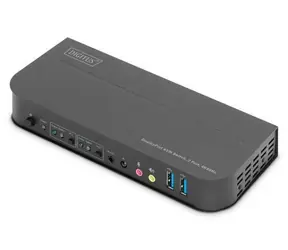 Digitus DS-12850 / KVM přepínač / 2 porty / 2x DisplayPort in / DP/HDMI out / 4K 60Hz / USB 3.0 hub