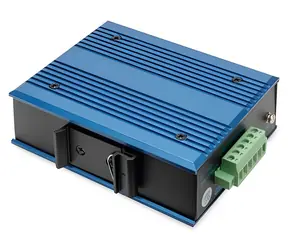DIGITUS Switch Ind. 4-Port PoE SFP černá/modrá / Switch / Nespravovaný / 10/100 / PoE+ 4x30W / DIN lišta