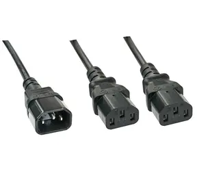 Lindy C14 - 2x C13 černá / Napájecí kabel / 1 m