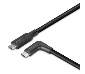 Lindy USB-C - USB-C 90° černá / USB kabel / USB 3.2 Gen 2 / 10 Gbit/s / 1,5 m / PD 60W
