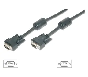 Equip VGA kabel M/M černý / Propojovací kabel / 1,8 m / feritová tlumivka / max. 2048×1536