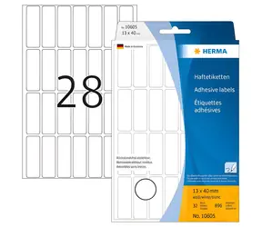 HERMA Univerzální etikety 13x40 mm / bílé, snímatelné / 32 listů / 672 ks