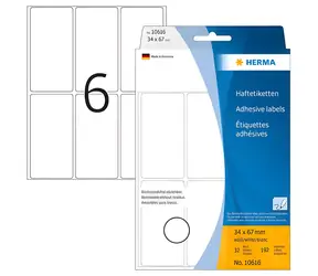 HERMA Univerzální etikety 34x67 mm / bílé, snímatelné / 32 listů / 144 ks