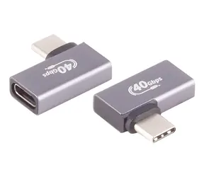 Shiverpeaks USB-C adaptér Pro 90° šedá / Adaptér / Úhlový 90° / USB4 40 Gbit/s / DisplayPort 2.0 / kovové tělo