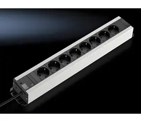 Rittal Zásuvková lišta 8x 230V 16A / Zásuvková lišta / Montáž do 19" racku / Kabel 2 m / Zásuvky 45° / Bez vypínače