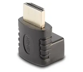 Lindy HDMI adaptér 90° dolů černá / Adaptér / HDMI (M) - HDMI (F) / pozlacené konektory / 4K UHD 60Hz