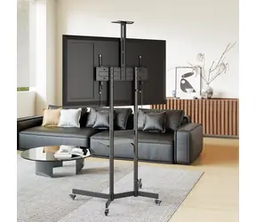 Equip Economy černá / Podlahový stojan TV / 37-70" / nosnost 70 kg / VESA 600x400 / výškové nastavení
