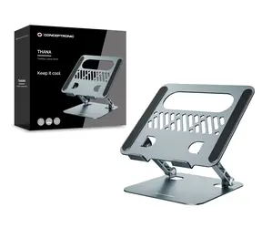 Conceptronic Stojan pro notebook 17" šedý / Stojan pro notebook / skládací / výškově nastavitelný / nosnost 3 kg