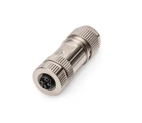 Digitus M12 zásuvka X-kódovaná stříbrná / Konektorová zásuvka / Cat.6A / 10GBase-T / PoE / IP67