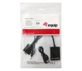 Equip VGA na HDMI adaptér s audiem a USB napájením / Adaptér / 1920×1080 60Hz / 3,5mm jack
