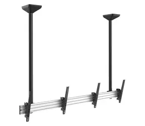 Equip Stropní držák 2x TV 45-55" černá/stříbrná / Stropní držák TV / VESA 600x400 / nosnost 100 kg / náklon 0 až -20°