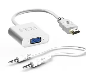 INCA IHTVJ-7 bílá / Adaptér HDMI na VGA + 3,5mm audio / Aktivní / FullHD 60Hz / 0,2 m