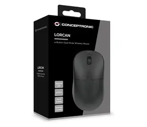 Conceptronic Dual myš černá / Bezdrátová myš / Bluetooth 5.2 + 2,4 GHz / 4 tlačítka / 1600 DPI
