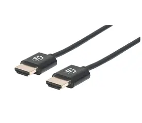 Manhattan Ultratenký HDMI kabel s ethernetem 1m černá / HDMI kabel / HDMI-HDMI / 4K 60Hz / Stíněný