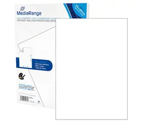 MediaRange Etikety 210x297mm bílé / Etikety / A4 / permanentní lepení / matný povrch / Laser/Inkjet / 50 ks