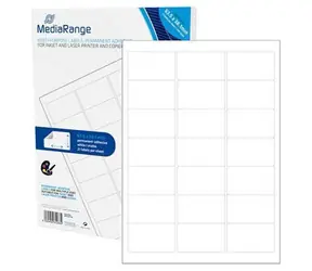 MediaRange Etikety 63,5x38,1mm bílé / Etikety / A4 / permanentní lepení / 21 ks na listu / 1050 ks