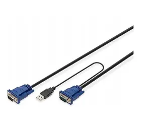 Digitus KVM kabel VGA/USB 5m černo-modrá / Kabel / D-Sub15 + USB - D-Sub15 / Samec/samec