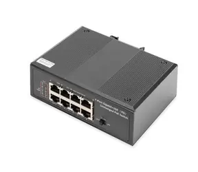 Digitus průmyslový switch 7x Gigabit PoE 240W černá / Switch / Unmanaged / VLAN / DIN lišta
