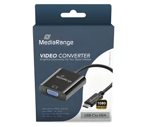 MediaRange USB-C na VGA černá / Adaptér / Full HD 60 Hz / pozlacené kontakty / 20 cm
