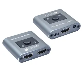 Techly HDMI-2128KT šedá / HDMI přepínač / 2x HDMI vstup / 1x HDMI výstup / 8K 60 Hz / dálkové ovládání