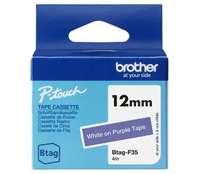 Brother BTAG-F35 páska bílá / fialový podklad / šířka 12mm / 4m