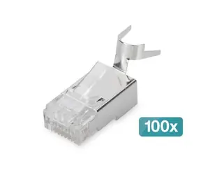 Digitus RJ45 konektor Cat6a stíněný, pro kulatý kabel / Modulární konektor / 8P8C / 100 ks / pozlacené kontakty