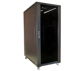 Extralink Rack skříň 32U černá / Stojanový rozvaděč / 600 x 800 mm / nosnost 1500 kg / skleněné dveře