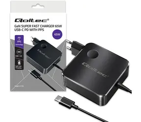 Qoltec GaN Super Fast / Nabíječka / USB-C PD PPS / 65W / 5-21V / 3-3,25A