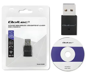 Qoltec 56989 / WiFi a Bluetooth adaptér / USB 2.0 / AC / BT 4.0 / 600 Mbps