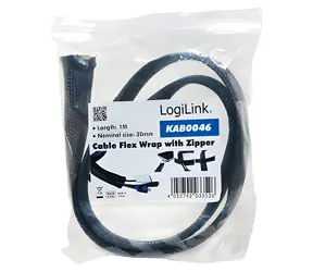 LogiLink Kabelový organizér se zipem černá / Organizátor kabelů se zipem / 30 mm x 1 m