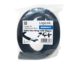 LogiLink Organizátor kabelů se zipem černá / Organizátor kabelů / 30 mm x 2 m