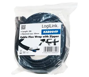 LogiLink Organizátor kabelů se zipem černá / Organizátor kabelů / 50 mm x 2 m