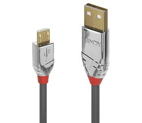Lindy USB 2.0 Cromo Line šedá / Kabel USB / USB A - Micro-USB B / 2 m / 480 Mbit/s