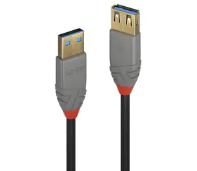 Lindy Anthra Line USB-A - USB-A 2 m černá / Prodlužovací kabel USB / USB 3.2 Gen 1 / 5 Gbit/s