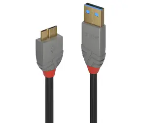 Lindy Anthra Line USB-A - Micro-USB B černý 0,5m / USB kabel / USB 3.2 Gen1 / 5 Gbit/s