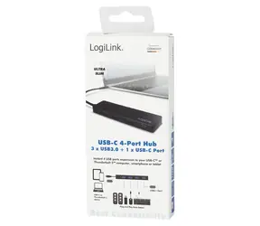 LogiLink USB-C Hub černá / USB hub / 3x USB-A 3.2 / 1x USB-C / ultratenký