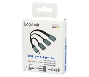 LogiLink USB-C hub 3 porty černá, šedá / USB-C hub / 2x USB-A 2.0 / 1x USB-A 3.0