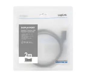 LogiLink DisplayPort 1.4 černá / Kabel DisplayPort / 2 m / 8K/60 Hz