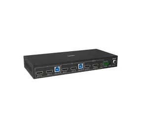 Lindy 2 Port Dual Head HDMI 4K60 černá / KVM přepínač / USB 3.0 / 2 PC / kovové tělo