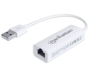Manhattan USB adaptér RJ45 bílá / Síťový adaptér / USB 2.0 / Fast Ethernet 100 Mbit/s / IEEE 802.3