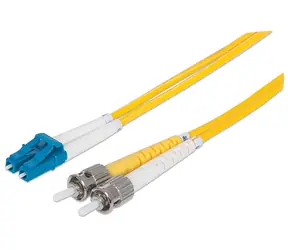 Intellinet LC/ST žlutý 2 m / Optický patch kabel / Duplex / Singlemode OS2 9/125 µm / LSZH