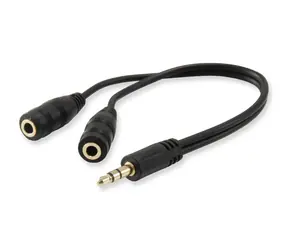 Equip Jack 3,5mm černá / Audio rozdvojka pro headset / 2x Jack 3,5mm / 0,13 m