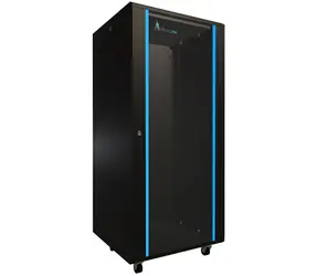 Extralink 27U 19" černý / Stojanový rozvaděč / 600 × 600 mm / skleněné dveře / nosnost 600 kg