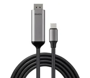 Lindy 43504 šedá / Kabel USB-C na DisplayPort / 8K 60Hz / DP 1.4 / 2m