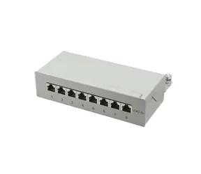 LogiLink Patch panel šedá / Patch panel / 8 portů / Cat6A / stolní/nástěnná montáž / RJ-45